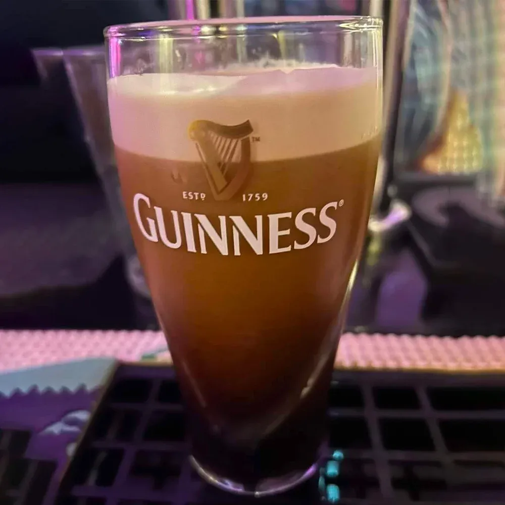 Pint glass on the bar