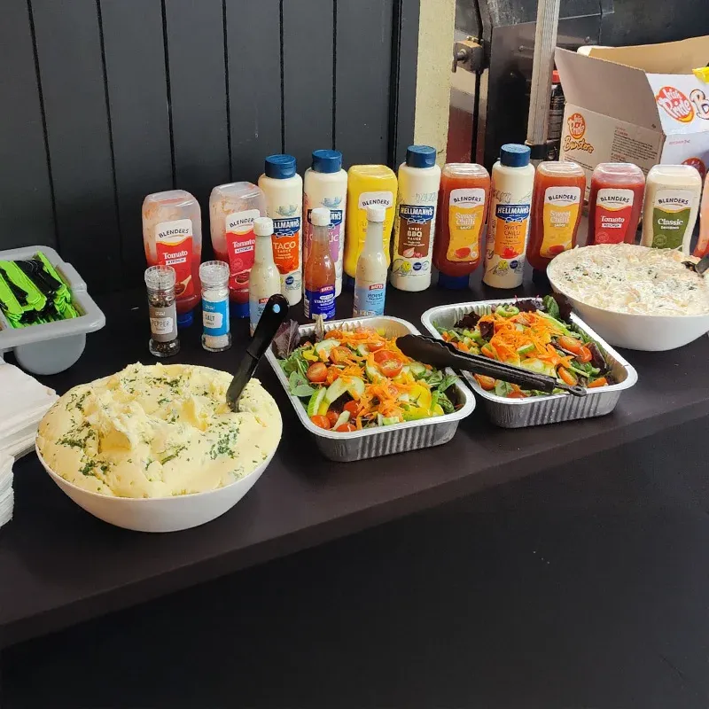 Salads and dressings on the buffet